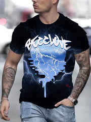 Lightning Pattern T shirt Men's Casual Street Style Tee Shirt