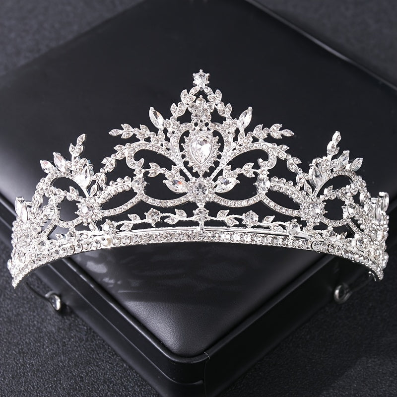 Golden Rhinestone Bridal Crown Tiara Headpiece