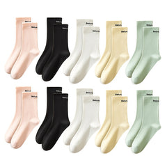 Letter Print Socks Comfy & Breathable Women's Stockings