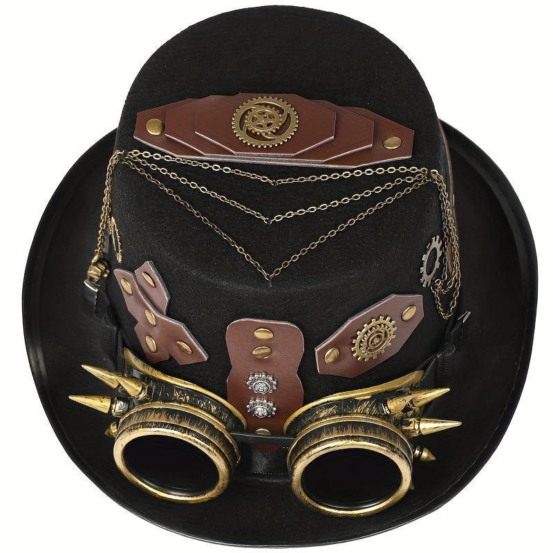 Steampunk Top Hat with Goggles for Halloween Cosplay