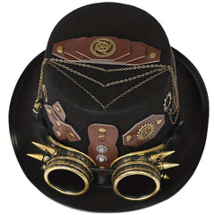 Steampunk Top Hat with Goggles for Halloween Cosplay
