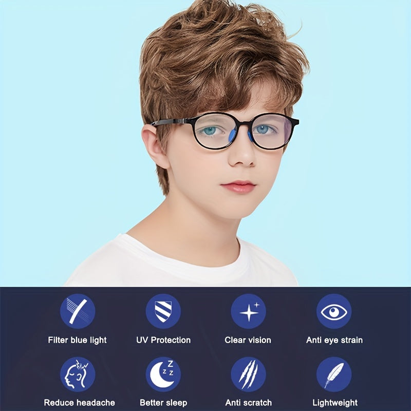 Light Blocking TR90 Frame Glasses UV Anti Eyestrain Sports Glasses Boys