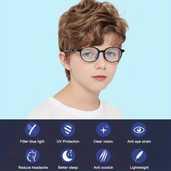 Light Blocking TR90 Frame Glasses UV Anti Eyestrain Sports Glasses Boys