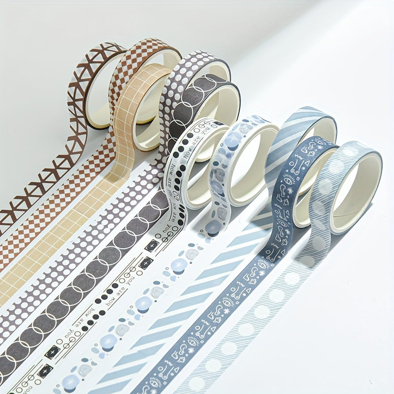5 Rolls Washi Tape Set Decorative Scrapbook Tape 10mm Wide Colorful Style