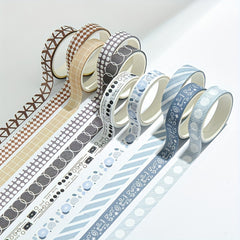5 Rolls Washi Tape Set Decorative Scrapbook Tape 10mm Wide Colorful Style