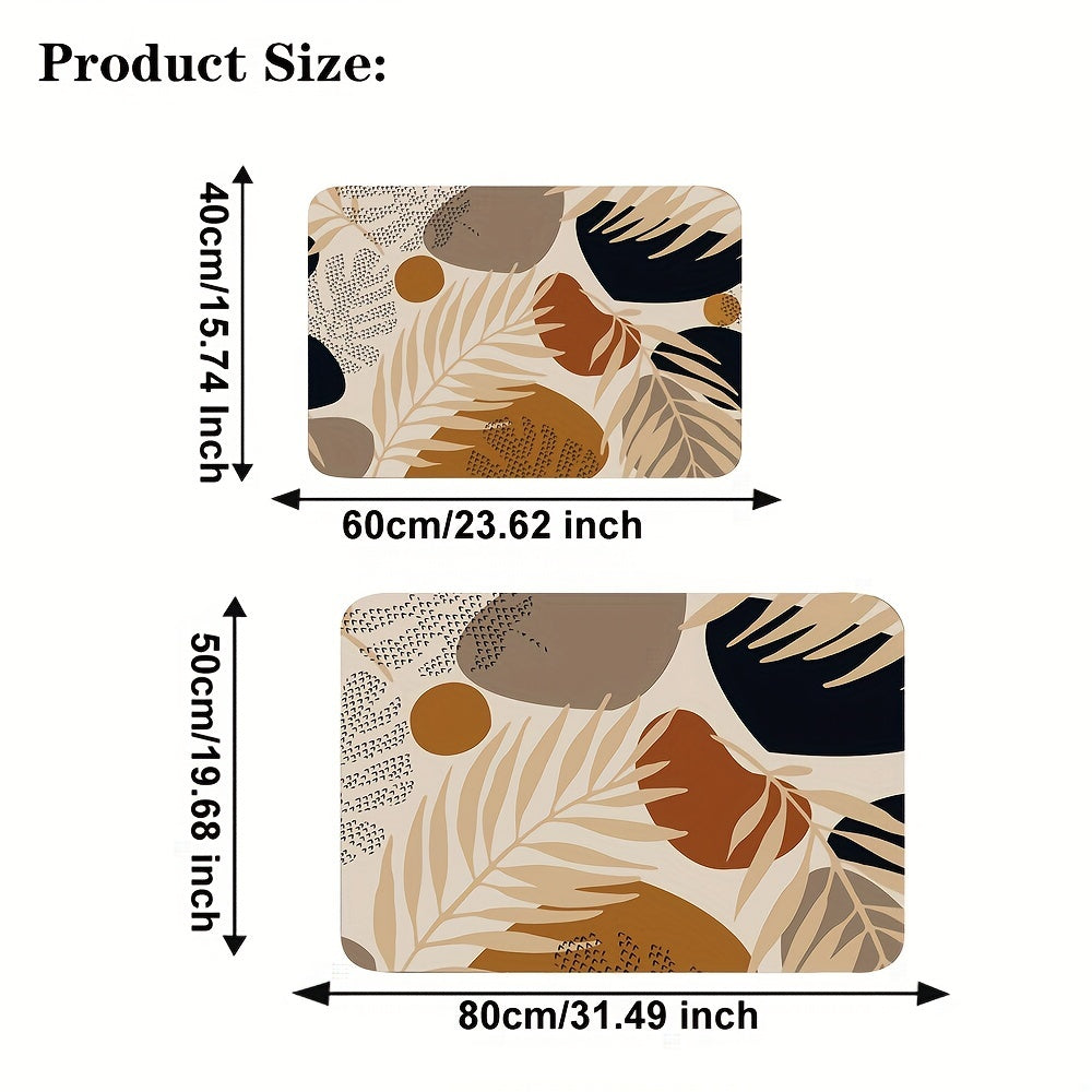 Geometric Leaf Shower Curtain Set with Hooks & Rug