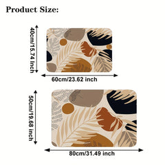 Geometric Leaf Shower Curtain Set with Hooks & Rug