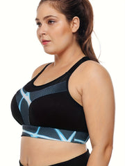 Retro Bikini Top Women's Plus Size Graphic Print Mesh Racer Back Swimwear