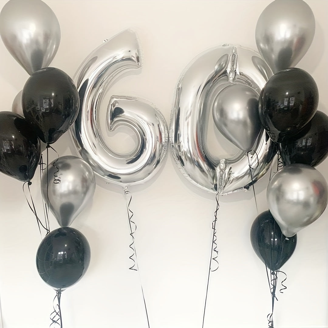 61pcs Silvery Confetti Balloon Set for Wedding Birthday Anniversary