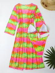 Boho Tie Dye Bikini Set Cover Up Halter Triangle Swimsuit