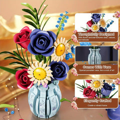 Flowers Bouquet Building Set Artificial Decor for Home Office