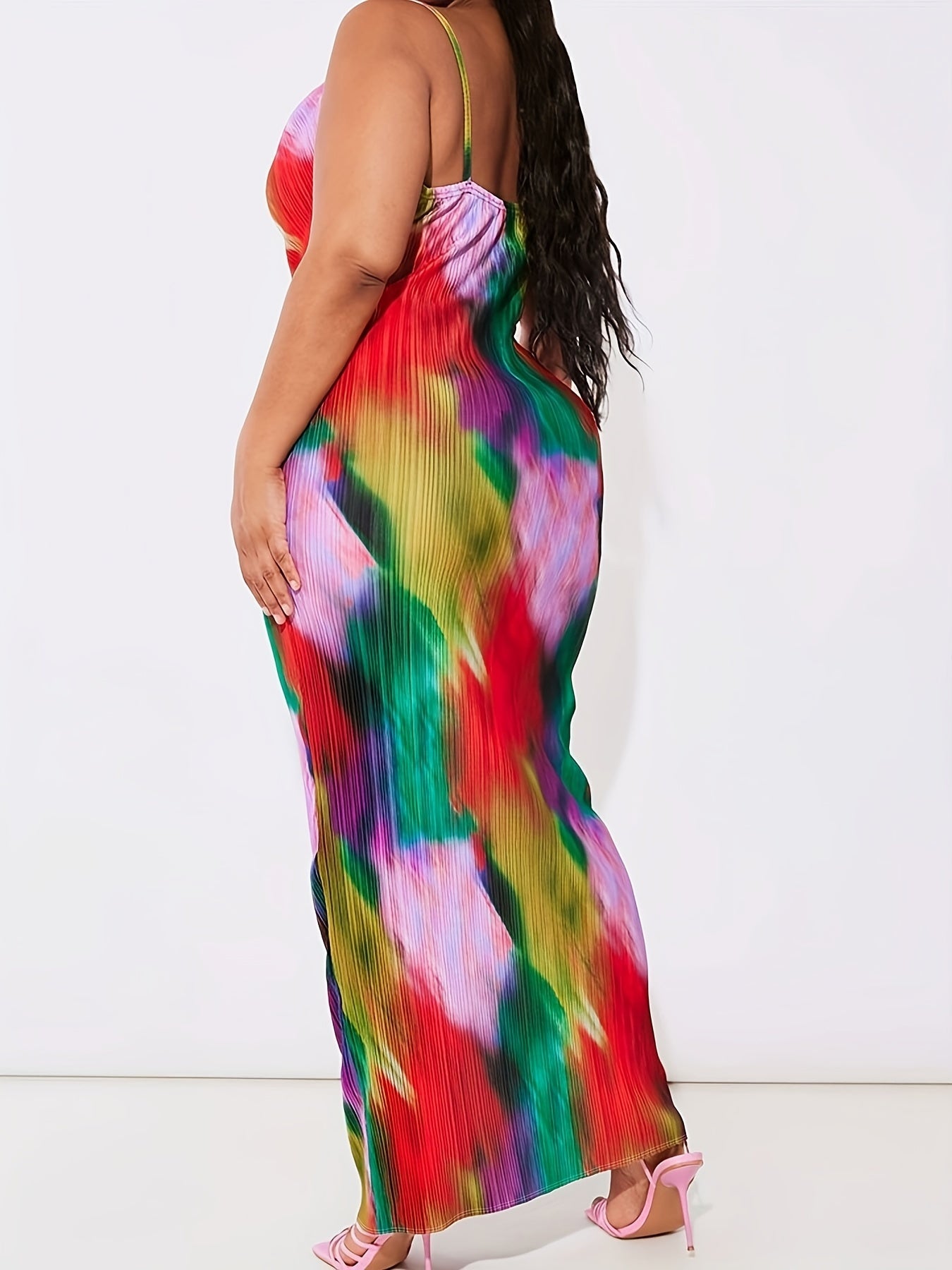 Tie Dye Cowl Neck Bodycon Maxi Dress