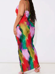 Tie Dye Cowl Neck Bodycon Maxi Dress