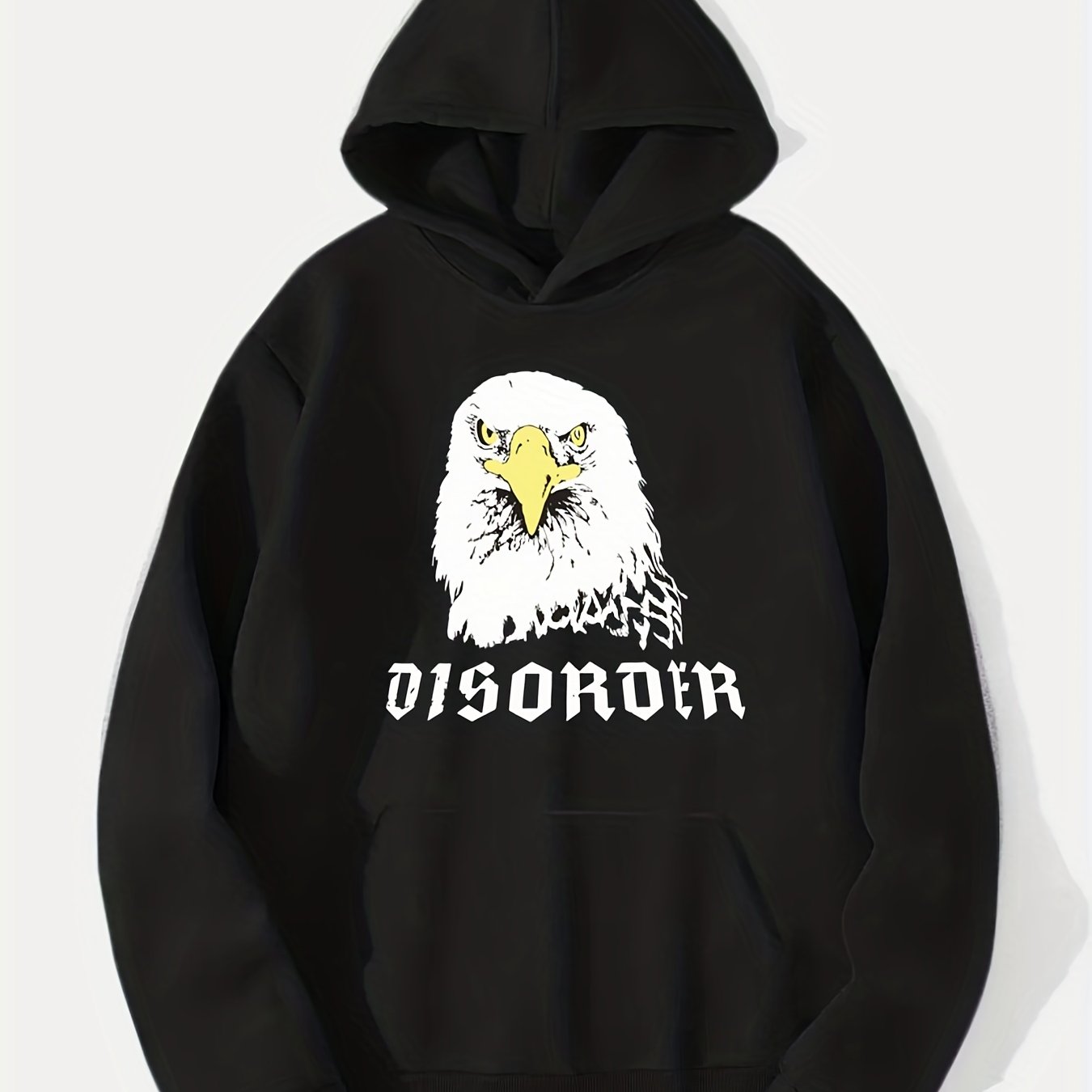 Comic Eagle Print Hoodie Men's Casual Pullover Hooded Sweatshirt
