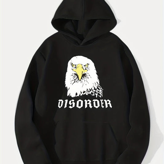 Comic Eagle Print Hoodie Men's Casual Pullover Hooded Sweatshirt