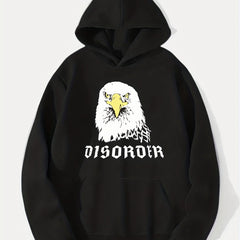 Comic Eagle Print Hoodie Men's Casual Pullover Hooded Sweatshirt