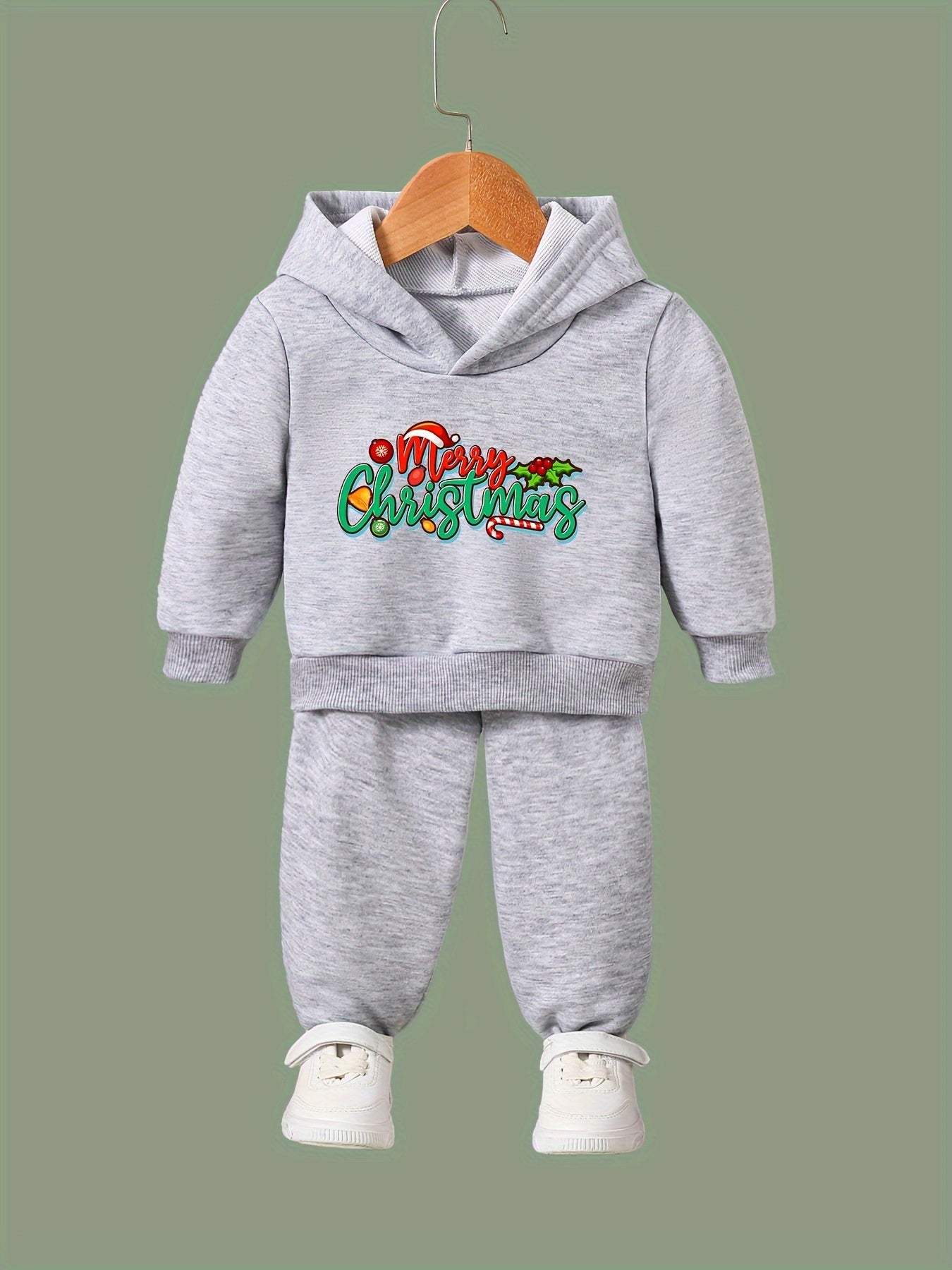 Girls Christmas Letter Hoodie Sweatpants Set