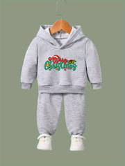 Girls Christmas Letter Hoodie Sweatpants Set
