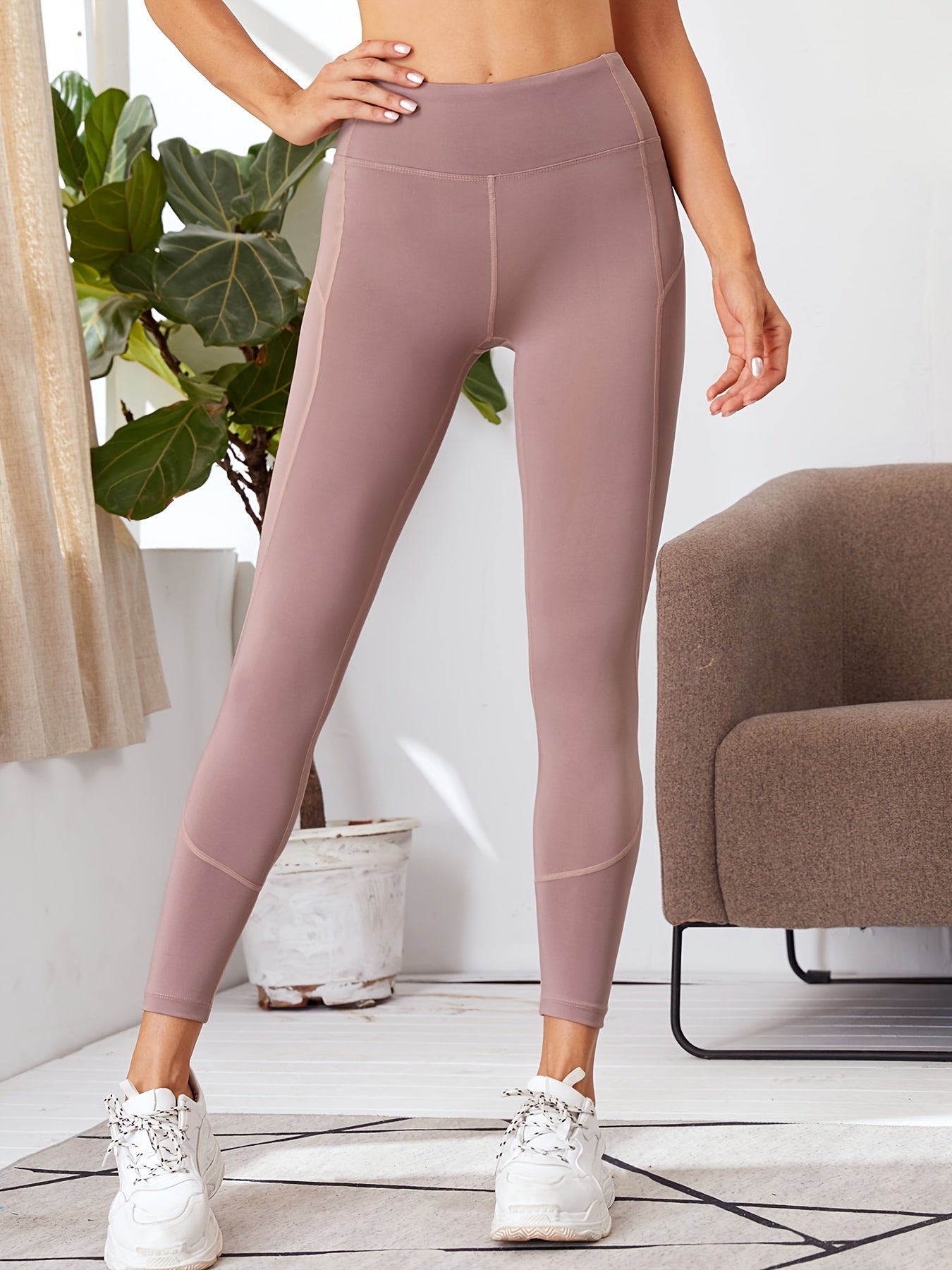 High Waist Yoga Pants Solid Running Workout Leggings