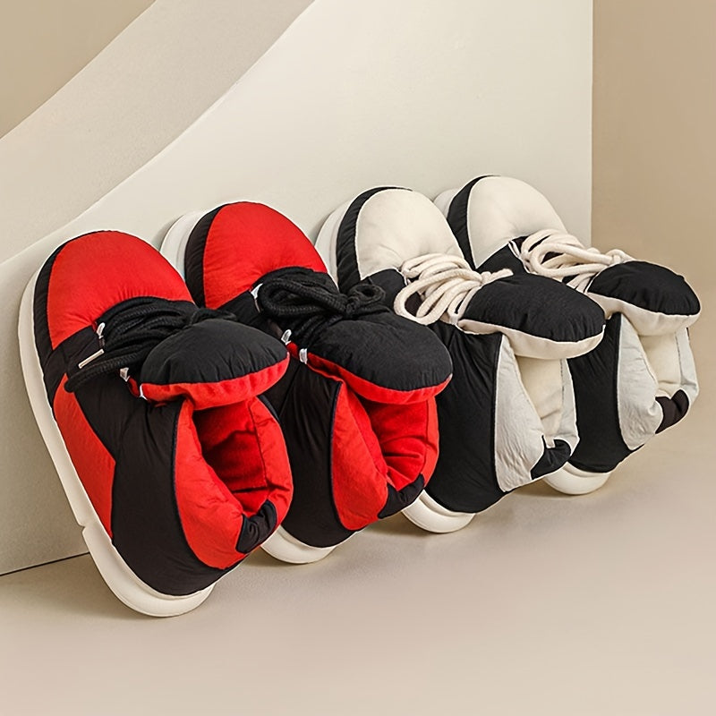 Men's Thick Thermal Slippers Anti-skid Comfortable Lace Up Shoes for Winter