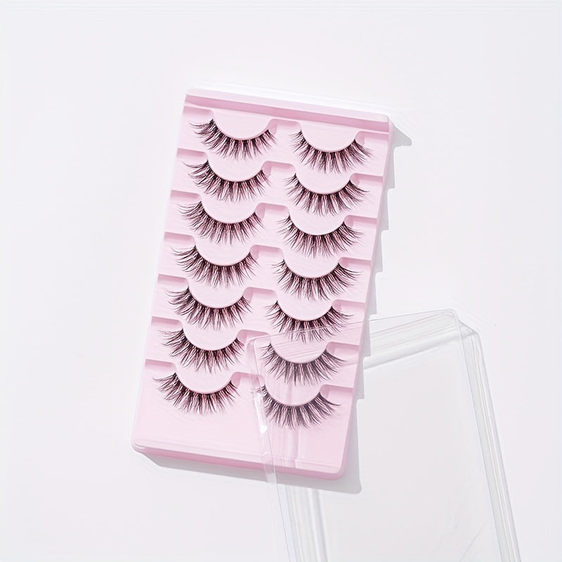 7 Pairs Fishtail False Eyelash Natural Fiber Long False Eyelashes 14mm