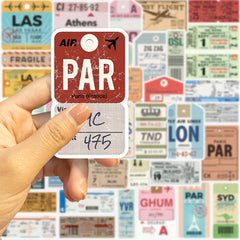 40pcs Boarding Card Stickers Waterproof Vinyl Sticker for Motorcycle Laptop