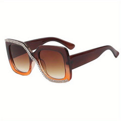 Large Square Sunglasses Rhinestone UV400 Sun Shades Glasses