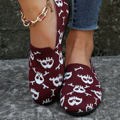 Women's Skull Print Flat Shoes Breathable Halloween Lightweight Shoes