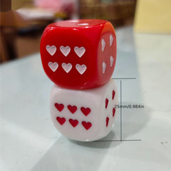 Heart Shaped Dice for Party Games 25mm 6 Sided