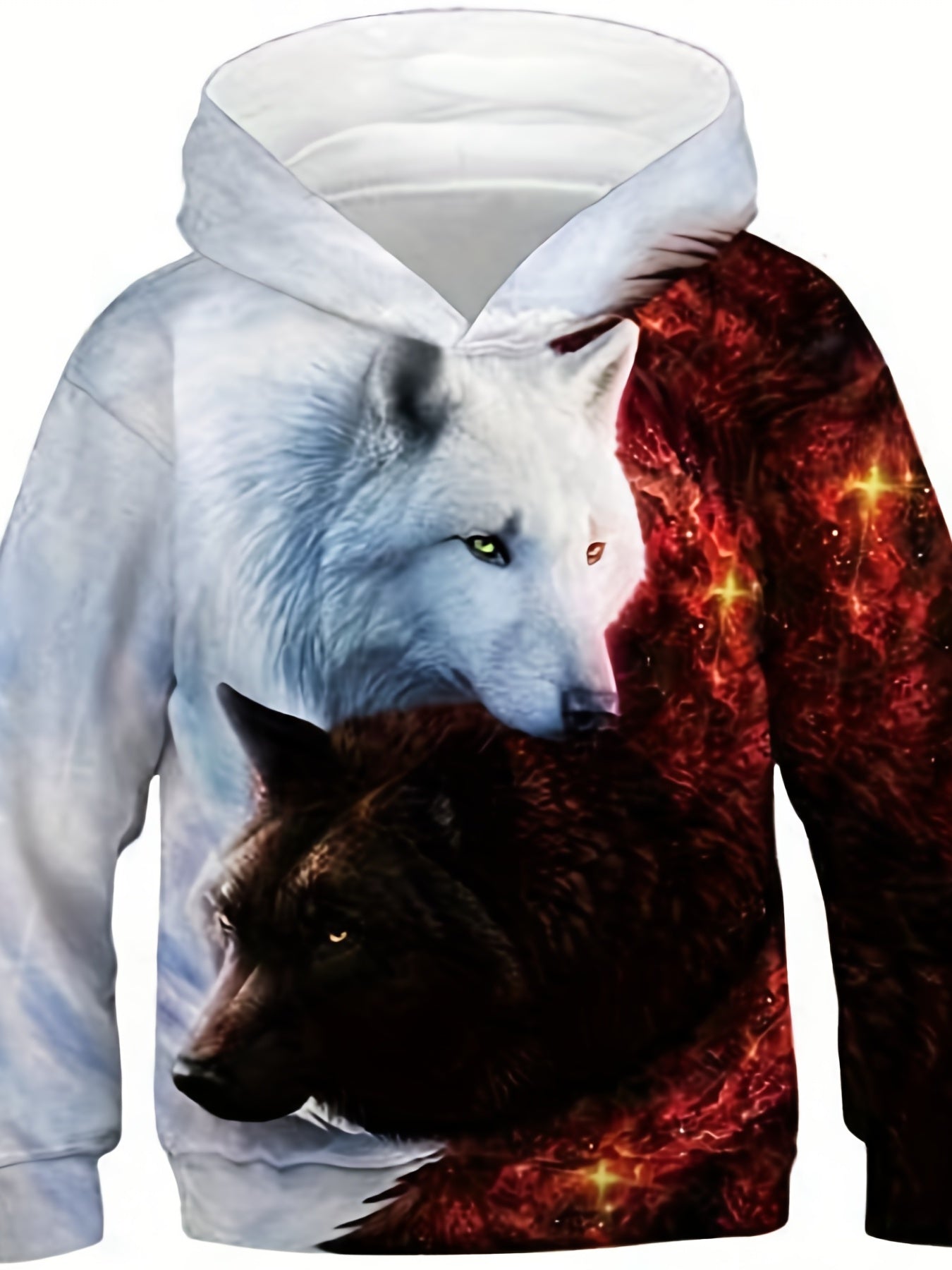 3D Wolf Print Kid's Hoodie Unisex Pullover Hooded Long Sleeve Top