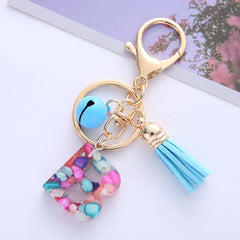 Tassel Bell Keychain Multicolor Resin A Initials Alphabet Bag Charm Women Key
