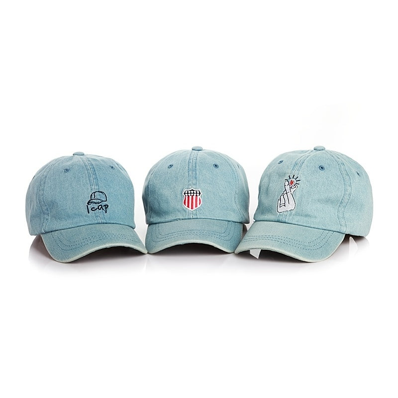 Kids Vintage Washed Embroidery Denim Cap for Sun Protection