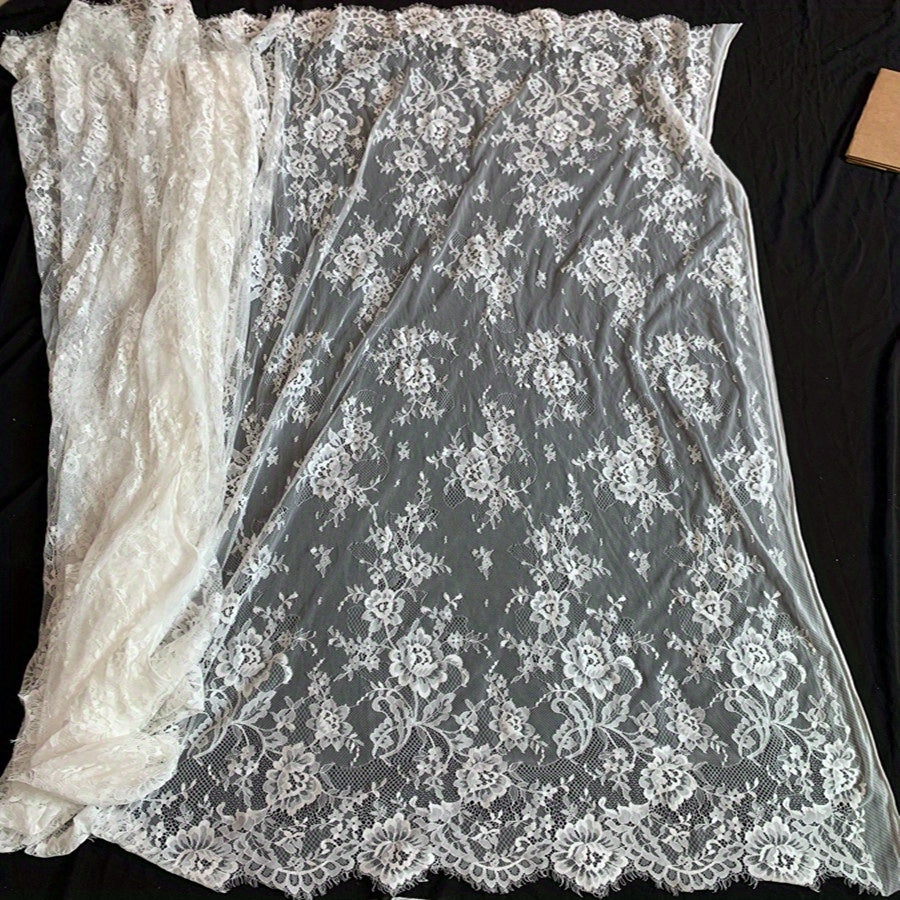 3m Long 1.5m Wide Eyelash Lace Mesh Fabric DIY Tablecloth Curtain Dress