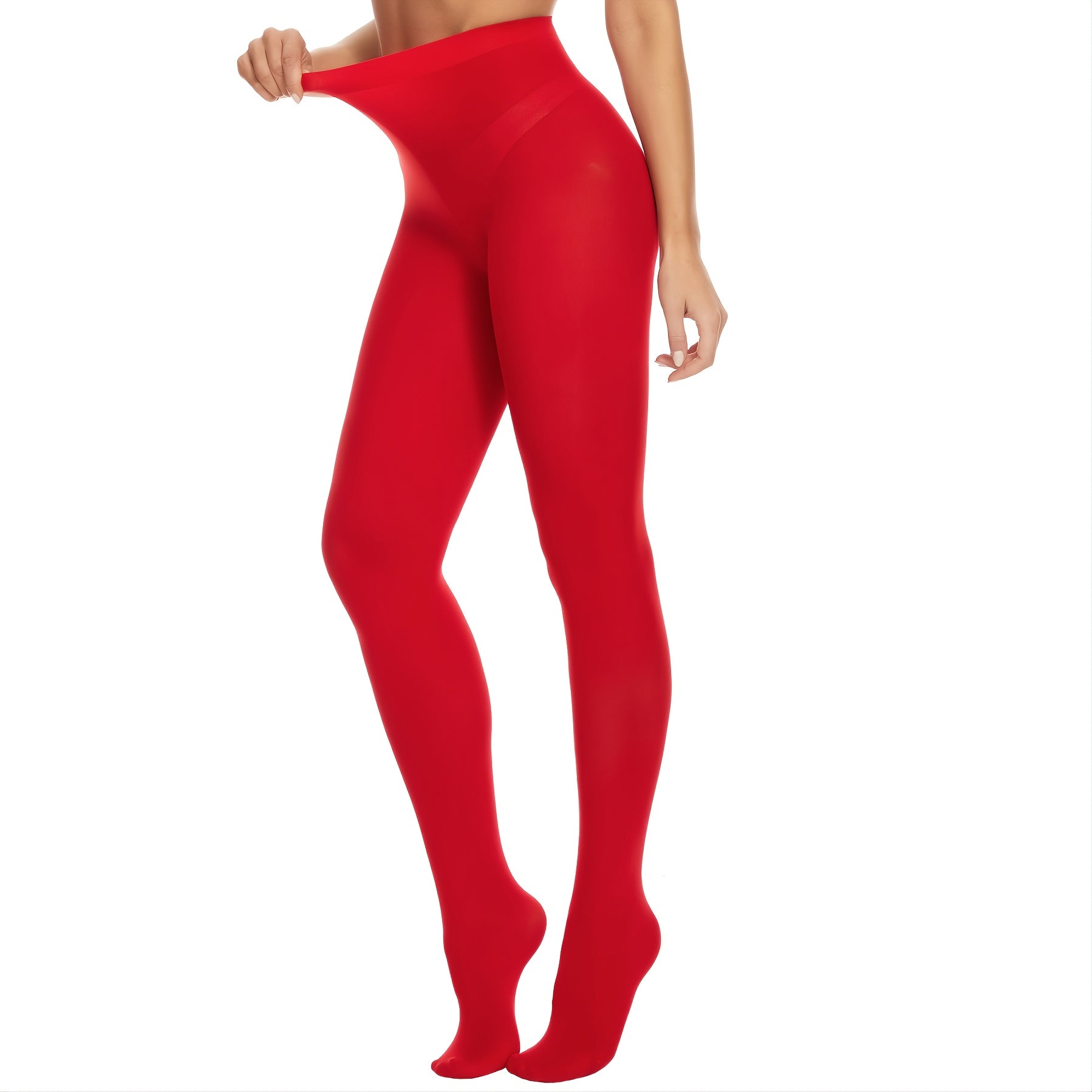 Red Tights 80 Denier Queen Size Pantyhose High Waist