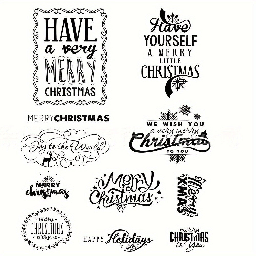Christmas Clear Stamps For Card Making Santa Snowman Snowflake Blessing Words