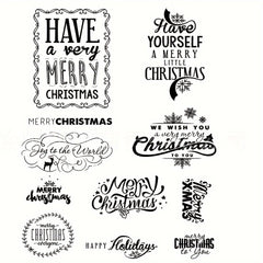 Christmas Clear Stamps For Card Making Santa Snowman Snowflake Blessing Words