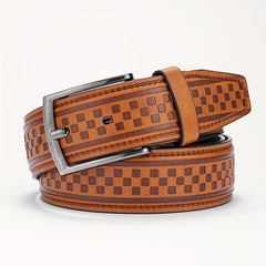 Alloy Pin Buckle PU Striped Belt for Men