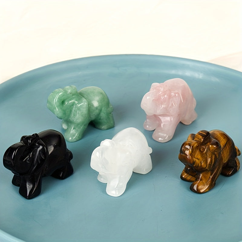 Green Aventurine Jade Stone Crystal Elephant Decoration