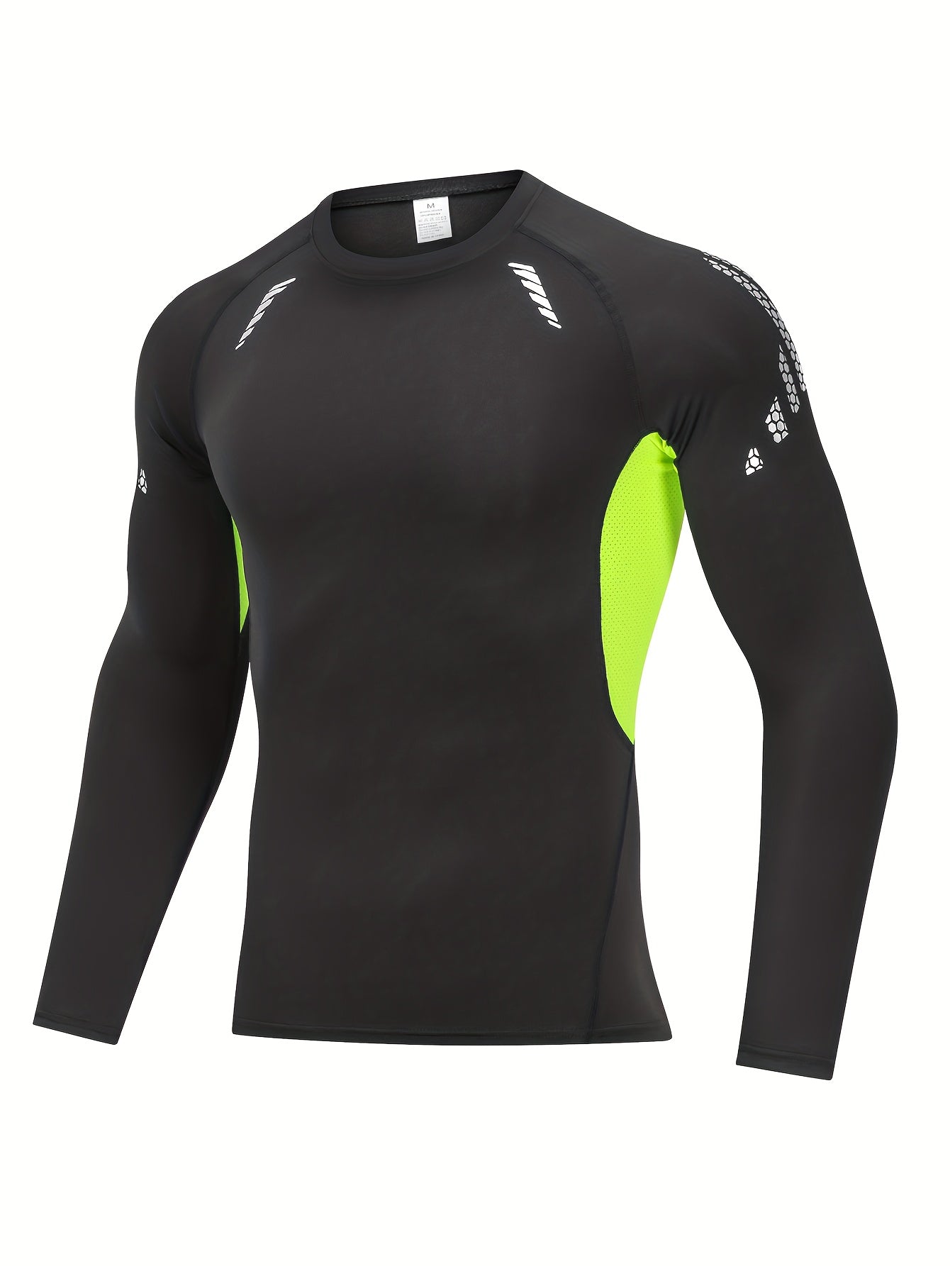 Men's Solid Compression Shirt High Stretch Crew Neck Top