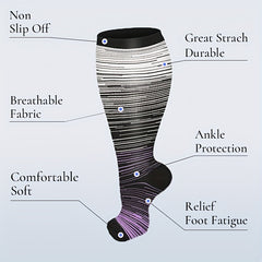 3 Pairs Plus Size Compression Socks 15-20 mmHg Extra Wide Calf