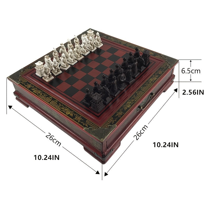 Antique Terracotta Army Chess Set Wooden Table Chess 26IN