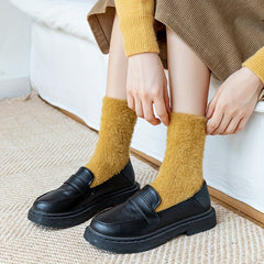 10 Pairs Solid Fuzzy Socks Warm Mid Tube Socks Women's Stockings