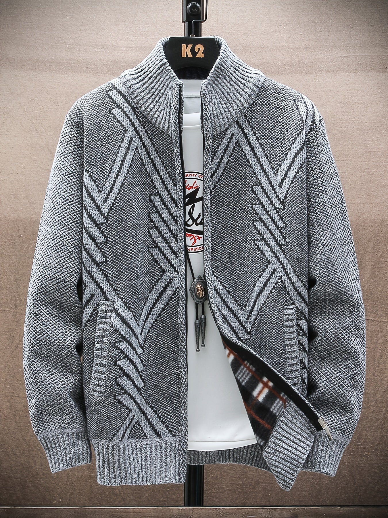 Men's Casual Plush Thick Cardigan Sweater