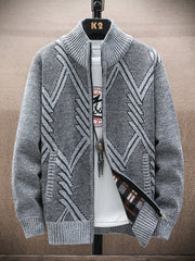 Men's Casual Plush Thick Cardigan Sweater