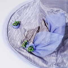 Purple Lace Sun Hat Flower Leaf Crinkle Bucket Hat Wide Brim