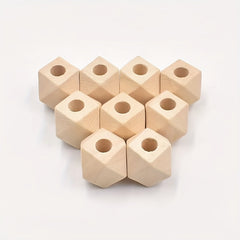 10pcs 14mm Polygonal Lotus Wood Beads for DIY Jewelry Making