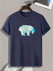 Polar Bear Pattern Print Men's Sports Graphic Tee - Summer Fitness Clothes