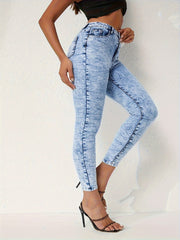 Tie Dye Button Fly Skinny Jeans