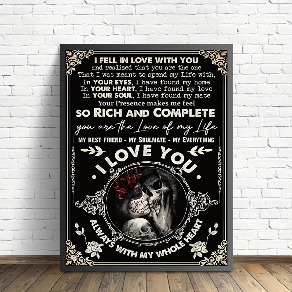 I Fell In Love With You Vintage Wall Art Couple Skeleton Canvas Prints