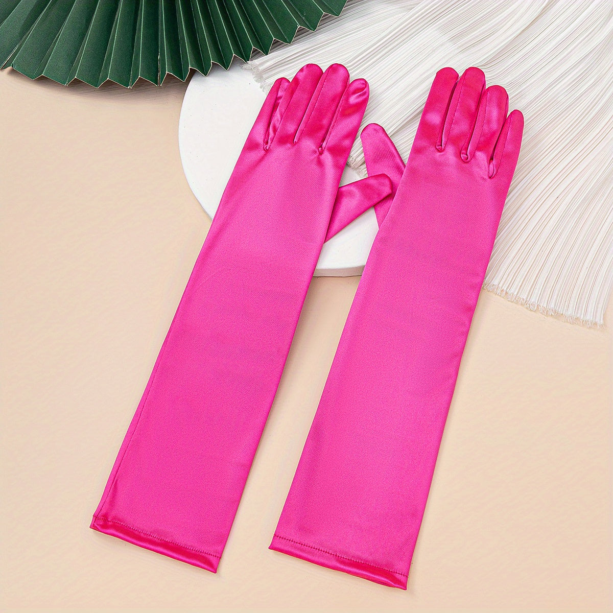 Satin Gloves for Women - Mid Length Elastic Party Prom Gloves
